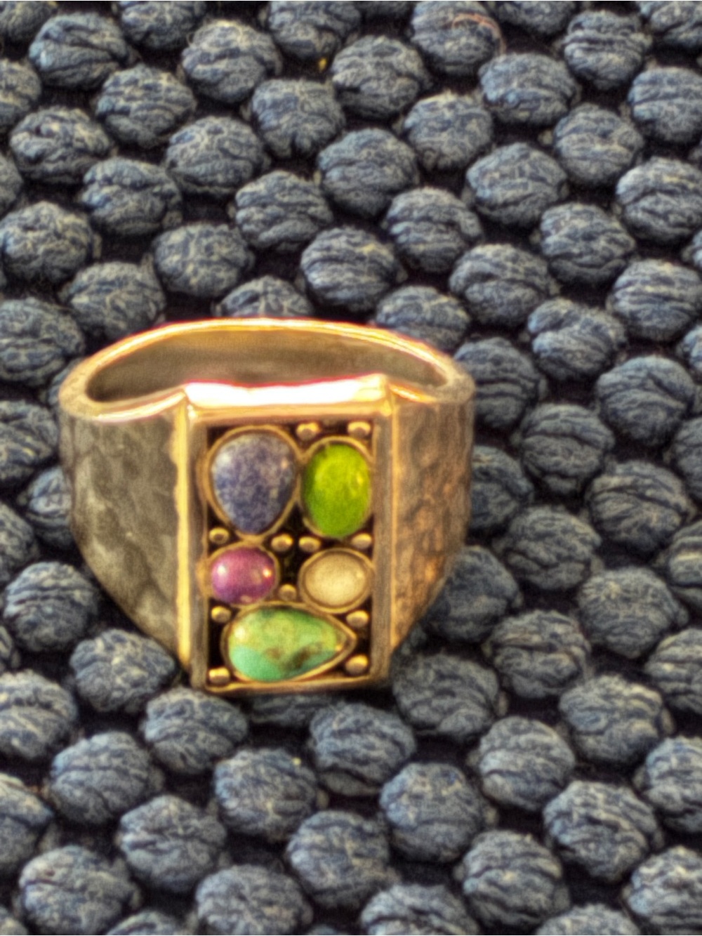 Silpada’s Multi-Gemstone Sterling Silver Statement Ring - Green, Blue & Purple 8